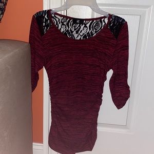 Red & Black Ruched Sides & Bottom